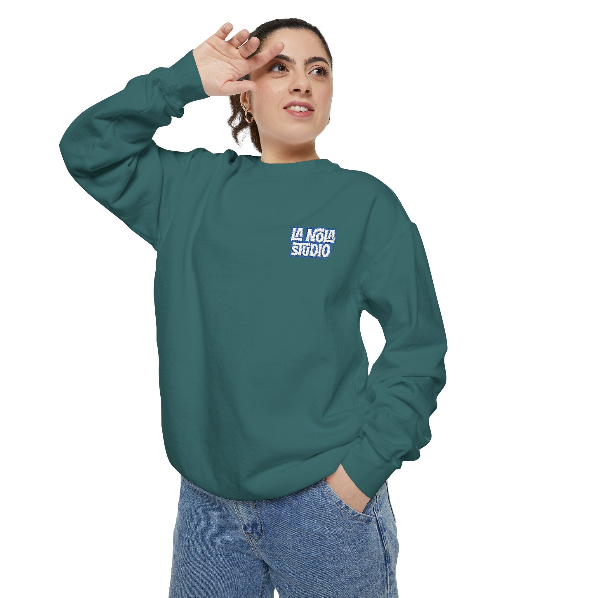 Relaxed Retro La Nola Sweatshirt | Comfort Colors Embroidered