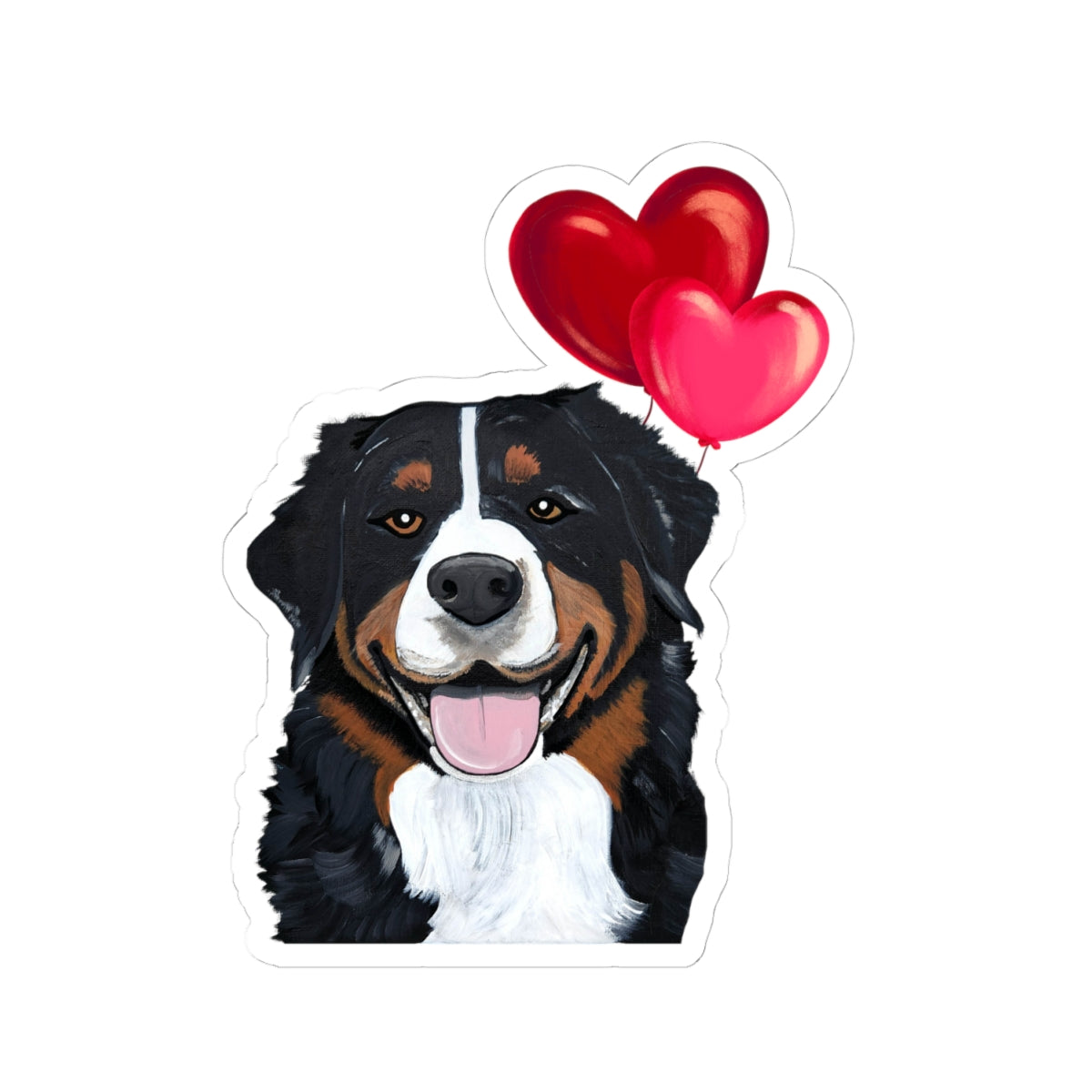 Dog with Heart Balloons Sticker | 3x3 Vinyl Decal